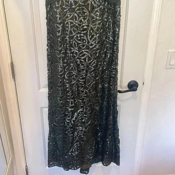 Rickie Freeman Teri Jon Mother Of The Bride Dress Crisscross Ruches Sequins Sz 6 - Picture 5 of 9